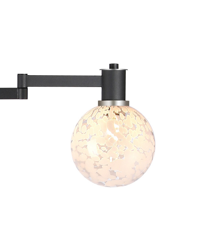 Worcester Swing Arm Floor Lamp 1 Light E14 Satin Nickel/Satin Black/White Round Speckled Glass-7