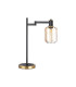 Worcester Swing Arm Table Lamp 1 Light E14 Brass/Satin Black/Amber Striped Cylinder Glass-6