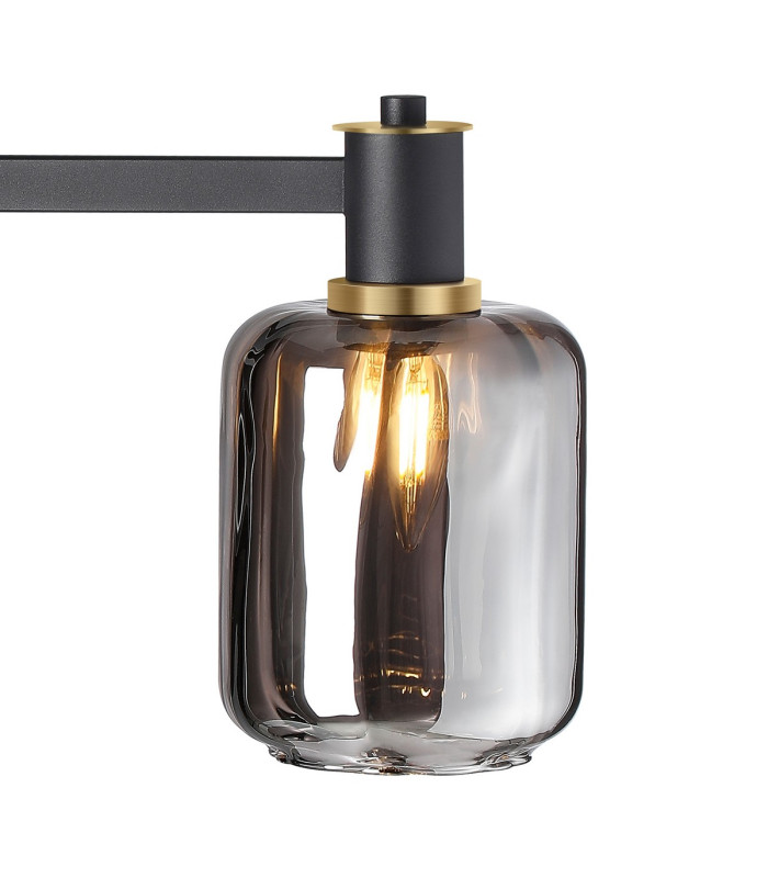 Worcester Swing Arm Table Lamp 1 Light E14 Brass/Satin Black/Smoke Striped Cylinder Glass-8