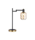 Worcester Swing Arm Table Lamp 1 Light E14 Brass/Satin Black/Amber Twisted Cylinder Glass-1