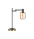 Worcester Swing Arm Table Lamp 1 Light E14 Brass/Satin Black/Amber Twisted Cylinder Glass-6