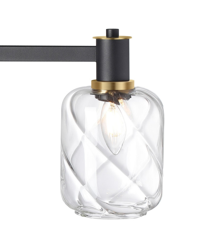 Worcester Swing Arm Table Lamp 1 Light E14 Brass/Satin Black/Clear Twisted Cylinder Glass-8