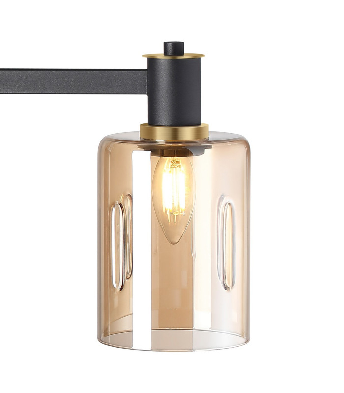 Worcester Swing Arm Table Lamp 1 Light E14 Brass/Satin Black/Amber Uniform Dimple Cylinder Glass-9