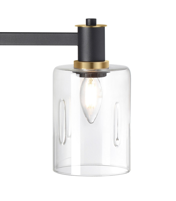 Worcester Swing Arm Table Lamp 1 Light E14 Brass/Satin Black/Clear Uniform Dimple Cylinder Glass-8