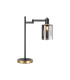 Worcester Swing Arm Table Lamp 1 Light E14 Brass/Satin Black/Smoke Uniform Dimple Cylinder Glass-1