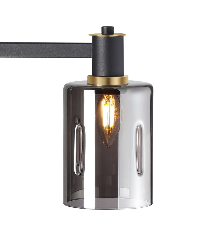 Worcester Swing Arm Table Lamp 1 Light E14 Brass/Satin Black/Smoke Uniform Dimple Cylinder Glass-8