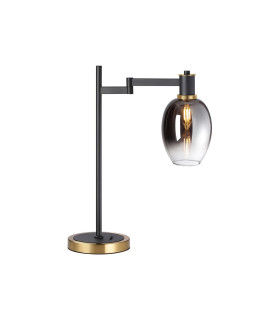 Worcester Swing Arm Table Lamp 1 Light E14 Brass/Satin Black/Smoke Fade Wine Glass Glass-1