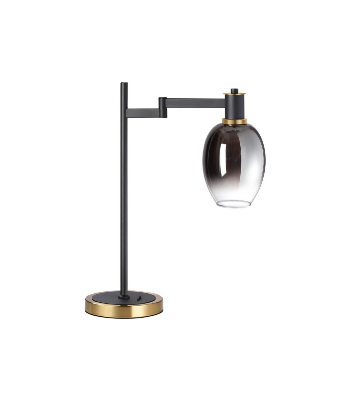Worcester Swing Arm Table Lamp 1 Light E14 Brass/Satin Black/Smoke Fade Wine Glass Glass-5