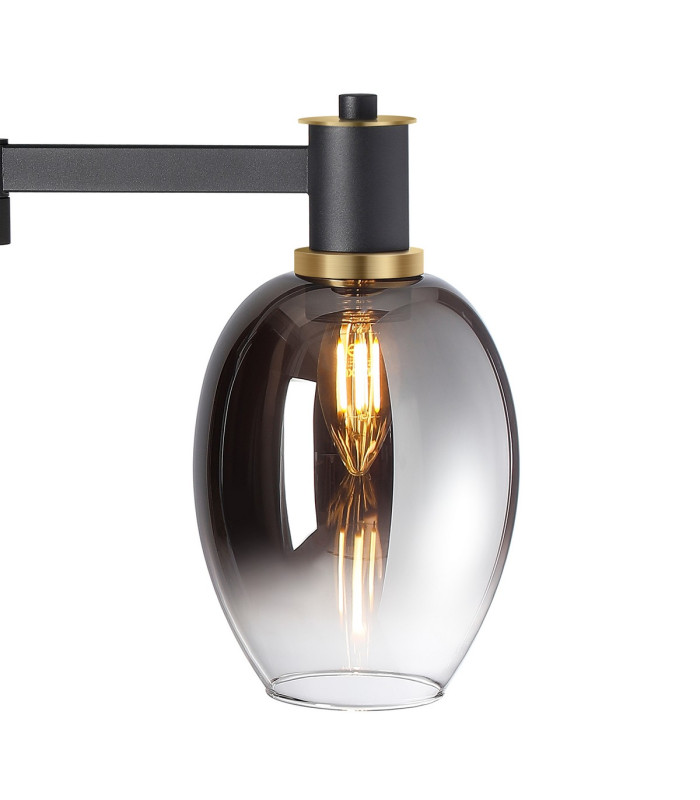 Worcester Swing Arm Table Lamp 1 Light E14 Brass/Satin Black/Smoke Fade Wine Glass Glass-8