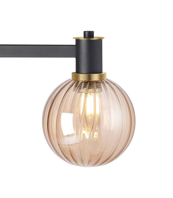 Worcester Swing Arm Table Lamp 1 Light E14 Brass/Satin Black/Amber Plated Round Segment Glass-6