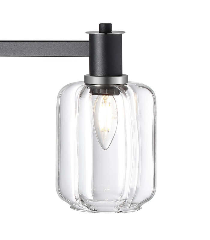 Worcester Swing Arm Table Lamp 1 Light E14 Satin Nickel/Satin Black/Clear Striped Cylinder Glass-7