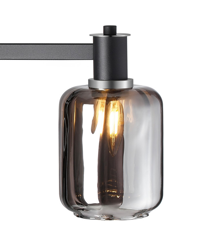 Worcester Swing Arm Table Lamp 1 Light E14 Satin Nickel/Satin Black/Smoke Striped Cylinder Glass-7