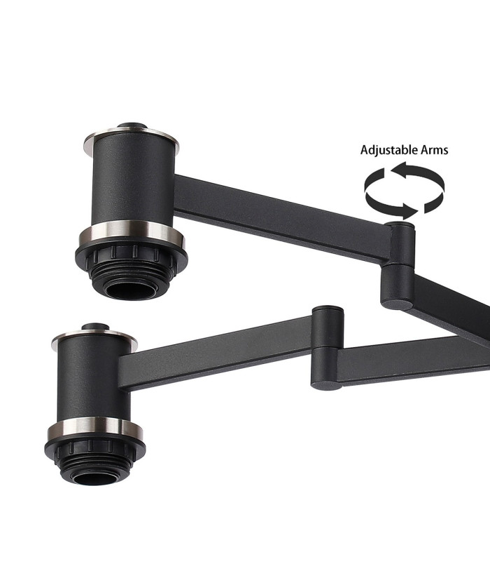 Worcester Swing Arm Table Lamp 1 Light E14 Satin Nickel/Satin Black/Smoke Striped Cylinder Glass-8