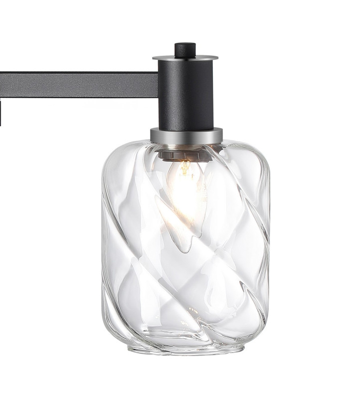 Worcester Swing Arm Table Lamp 1 Light E14 Satin Nickel/Satin Black/Clear Twisted Cylinder Glass-7