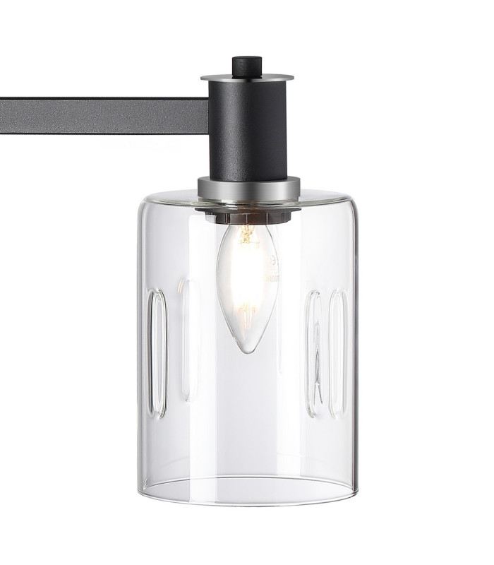 Worcester Swing Arm Table Lamp 1 Light E14 Satin Nickel/Satin Black/Clear Uniform Dimple Cylinder Glass-8