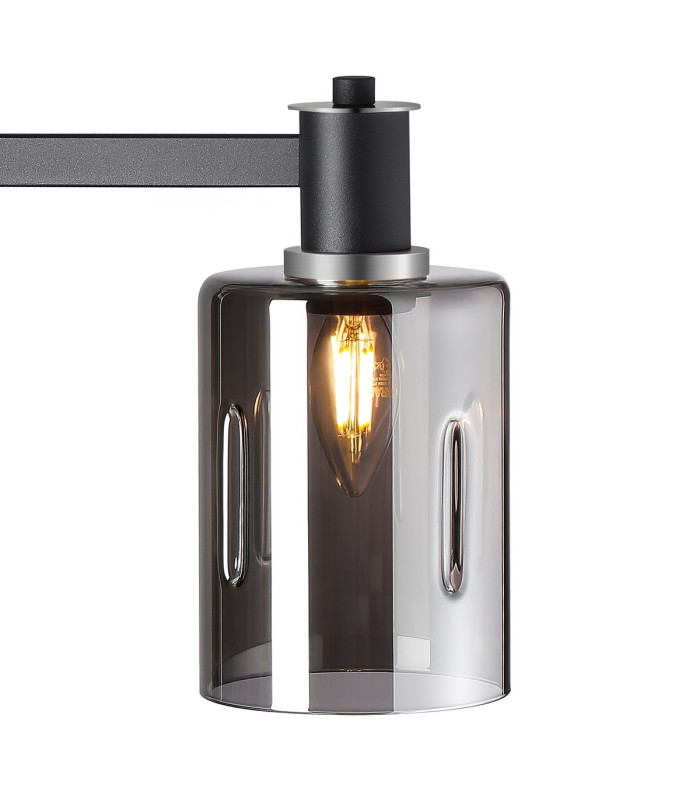 Worcester Swing Arm Table Lamp 1 Light E14 Satin Nickel/Satin Black/Smoke Uniform Dimple Cylinder Glass-7
