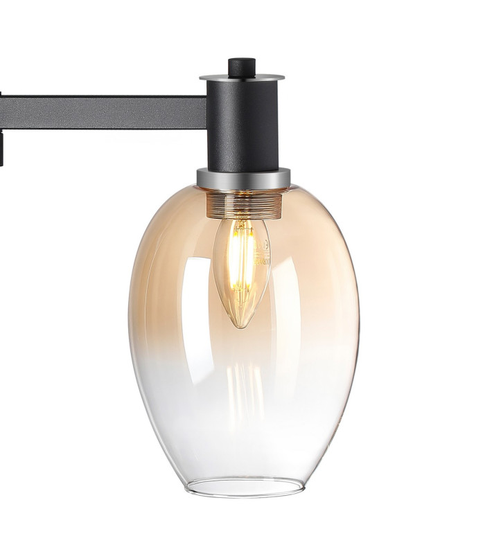 Worcester Swing Arm Table Lamp 1 Light E14 Satin Nickel/Satin Black/Amber Fade Wine Glass Glass-7