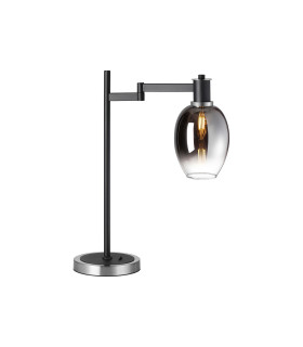 Worcester Swing Arm Table Lamp 1 Light E14 Satin Nickel/Satin Black/Smoke Fade Wine Glass Glass-1