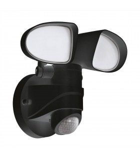 LED Outdoor Flood Wall Light with PIR Motion Sensor Black IP44 - 1