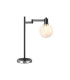Worcester Swing Arm Table Lamp 1 Light E14 Satin Nickel/Satin Black/White Round Speckled Glass-1