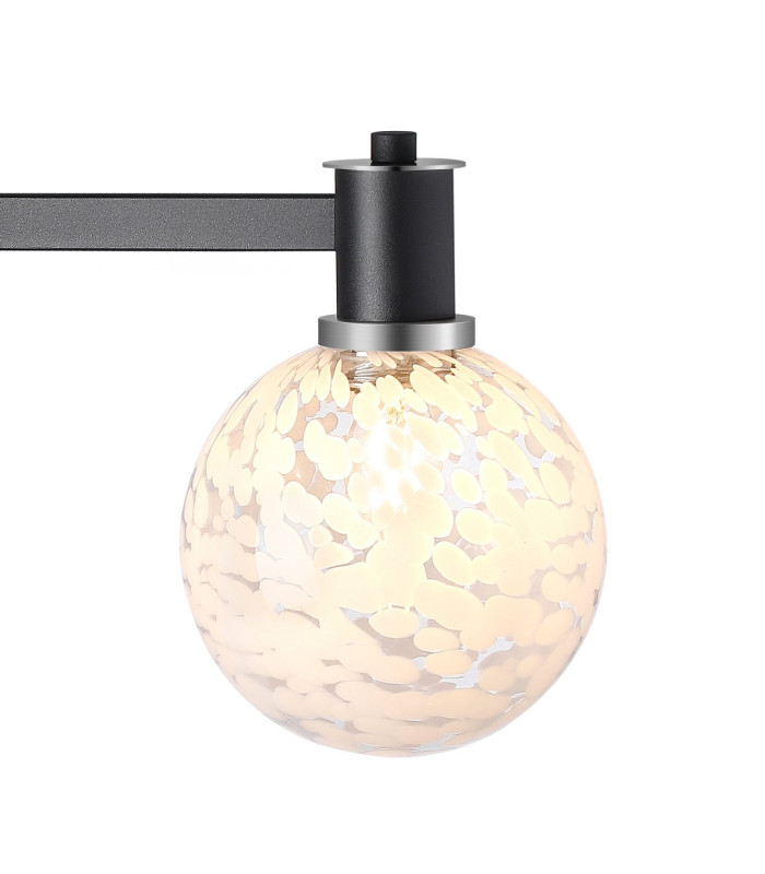 Worcester Swing Arm Table Lamp 1 Light E14 Satin Nickel/Satin Black/White Round Speckled Glass-6