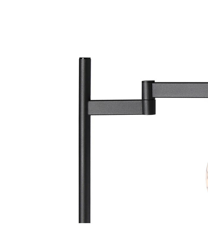 Worcester Swing Arm Table Lamp 1 Light E14 Satin Nickel/Satin Black/White Round Speckled Glass-7