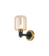 Worcester Wall Light 1 Light E14 Brass/Satin Black/Amber Striped Cylinder Glass-1