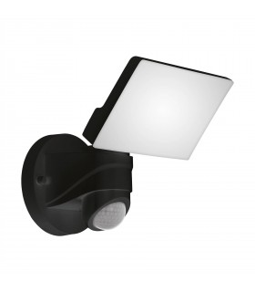 LED Outdoor Flood Wall Light with PIR Motion Sensor Black IP44 - 1