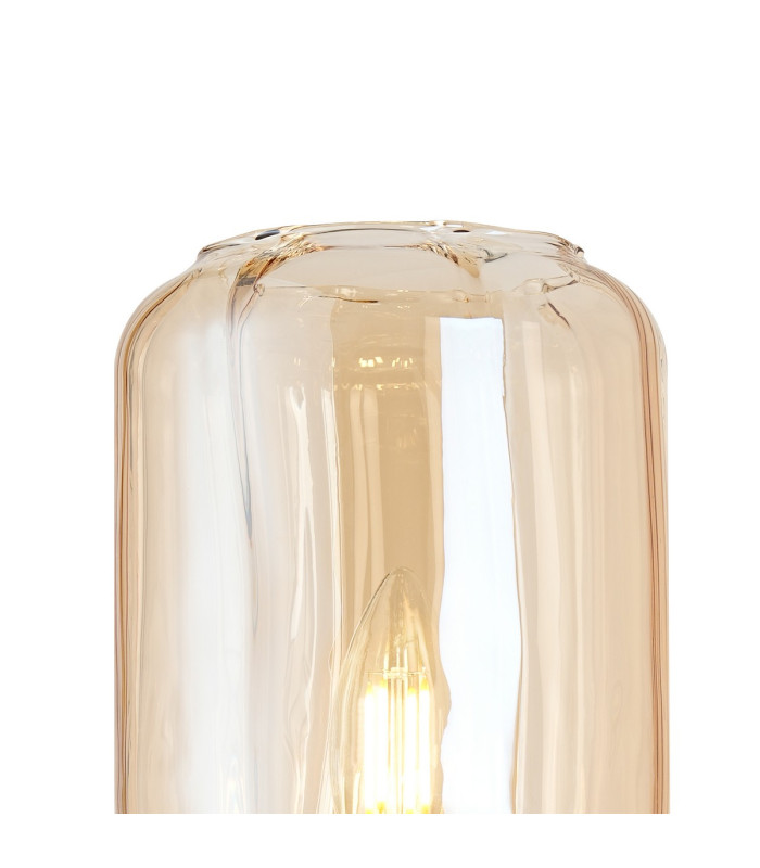 Worcester Wall Light 1 Light E14 Brass/Satin Black/Amber Striped Cylinder Glass-7