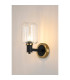 Worcester Wall Light 1 Light E14 Brass/Satin Black/Clear Striped Cylinder Glass-3