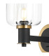 Worcester Wall Light 1 Light E14 Brass/Satin Black/Clear Striped Cylinder Glass-6