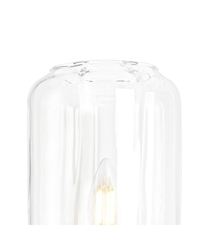 Worcester Wall Light 1 Light E14 Brass/Satin Black/Clear Striped Cylinder Glass-7