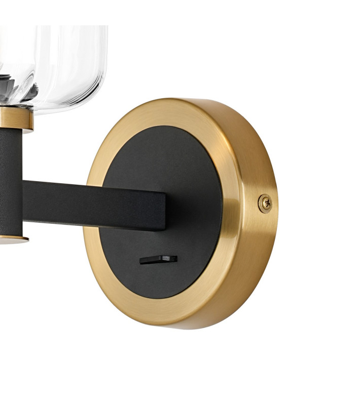Worcester Wall Light 1 Light E14 Brass/Satin Black/Clear Striped Cylinder Glass-8