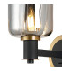 Worcester Wall Light 1 Light E14 Brass/Satin Black/Smoke Striped Cylinder Glass-7