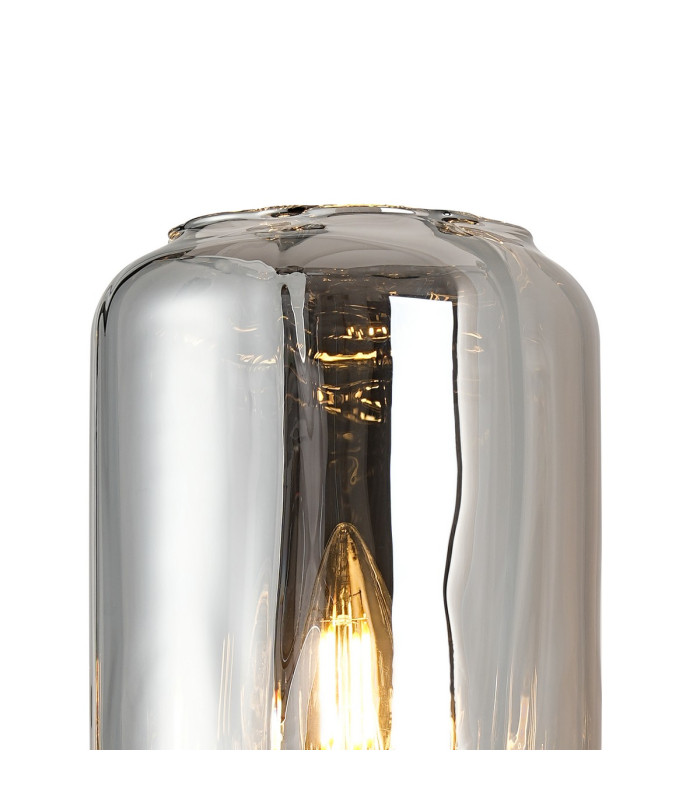 Worcester Wall Light 1 Light E14 Brass/Satin Black/Smoke Striped Cylinder Glass-8