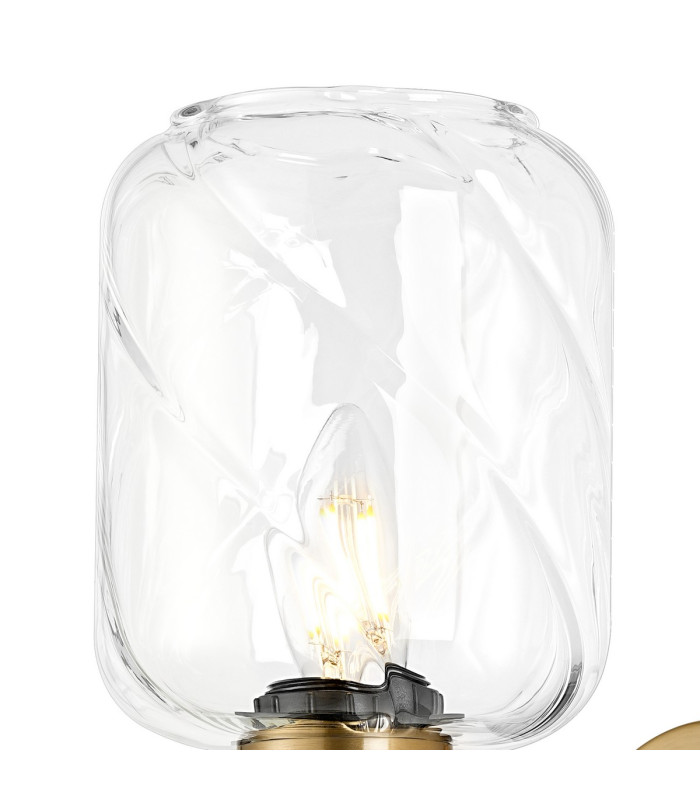 Worcester Wall Light 1 Light E14 Brass/Satin Black/Clear Twisted Cylinder Glass-8