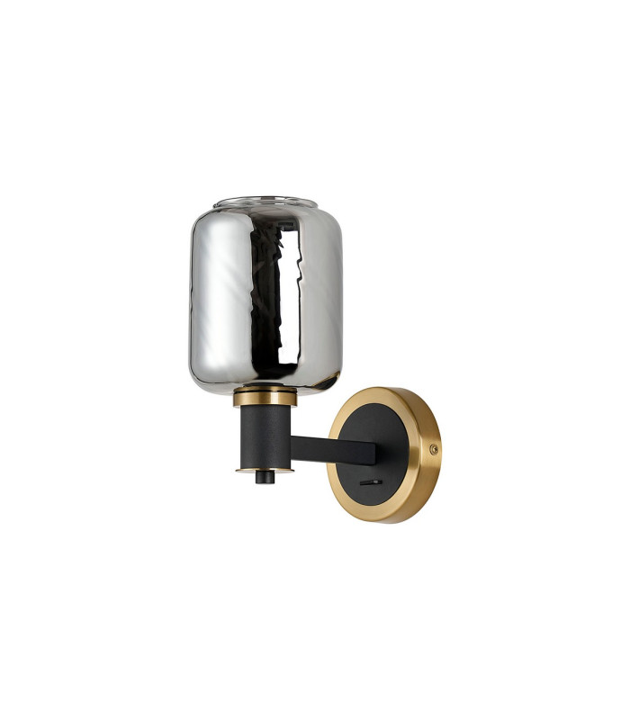 Worcester Wall Light 1 Light E14 Brass/Satin Black/Smoke Twisted Cylinder Glass-5