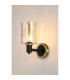 Worcester Wall Light 1 Light E14 Brass/Satin Black/Amber Uniform Dimple Cylinder Glass-3