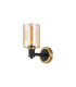 Worcester Wall Light 1 Light E14 Brass/Satin Black/Amber Uniform Dimple Cylinder Glass-5