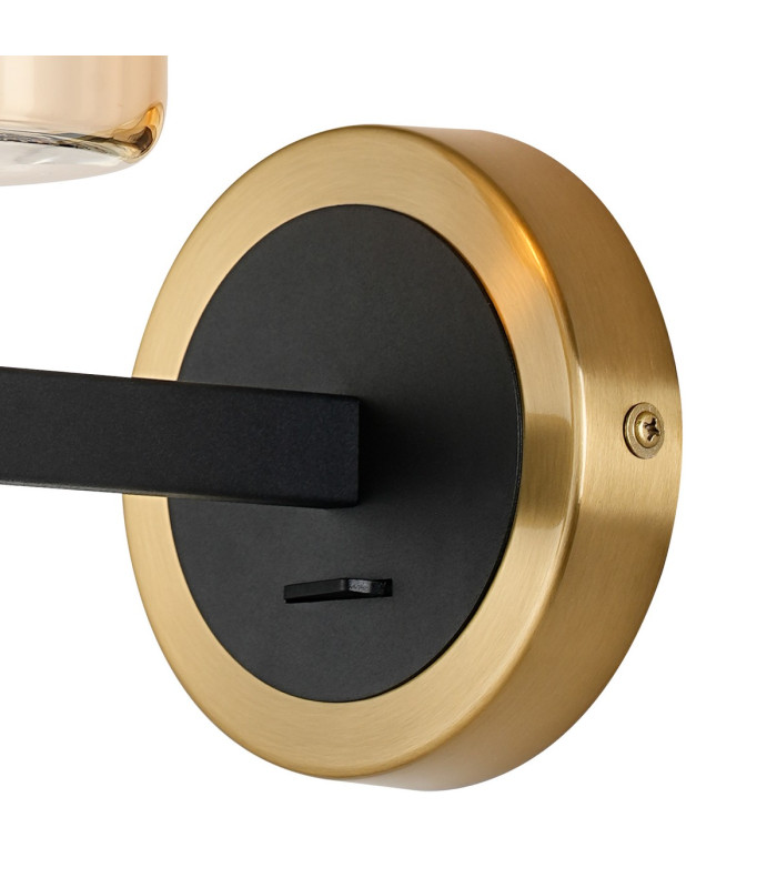 Worcester Wall Light 1 Light E14 Brass/Satin Black/Amber Uniform Dimple Cylinder Glass-7