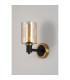 Worcester Wall Light 1 Light E14 Brass/Satin Black/Amber Uniform Dimple Cylinder Glass-9