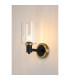 Worcester Wall Light 1 Light E14 Brass/Satin Black/Clear Uniform Dimple Cylinder Glass-3