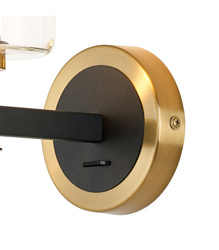 Worcester Wall Light 1 Light E14 Brass/Satin Black/Clear Uniform Dimple Cylinder Glass-7