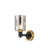 Worcester Wall Light 1 Light E14 Brass/Satin Black/Smoke Uniform Dimple Cylinder Glass-1