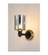 Worcester Wall Light 1 Light E14 Brass/Satin Black/Smoke Uniform Dimple Cylinder Glass-3