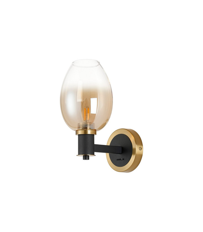 Worcester Wall Light 1 Light E14 Brass/Satin Black/Amber Fade Wine Glass Glass-5