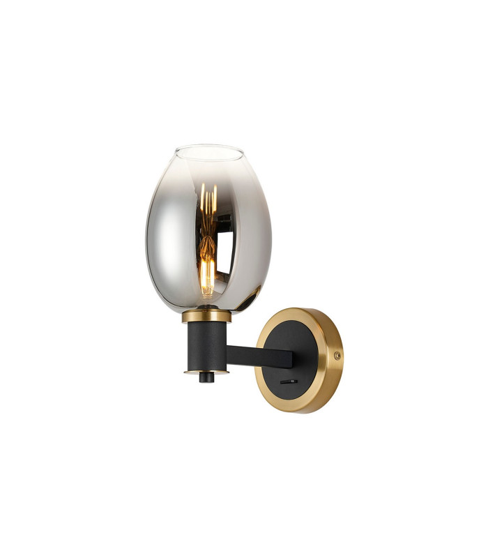 Worcester Wall Light 1 Light E14 Brass/Satin Black/Smoke Fade Wine Glass Glass-1