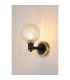 Worcester Wall Light 1 Light E14 Brass/Satin Black/Clear Round Textured Diamond Pattern Glass-3