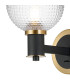 Worcester Wall Light 1 Light E14 Brass/Satin Black/Clear Round Textured Diamond Pattern Glass-6