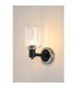 Worcester Wall Light 1 Light E14 Satin Nickel/Satin Black/Clear Striped Cylinder Glass-3